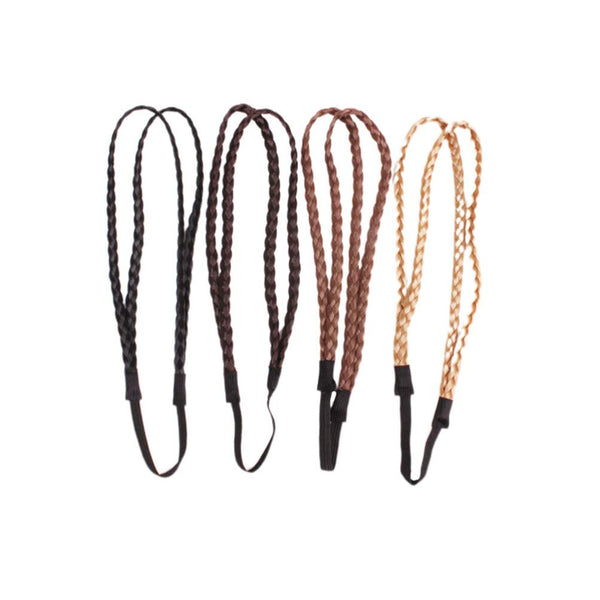 4 Piece Elastic Braided Headband Set For Women & Girls Random Colors Headbands