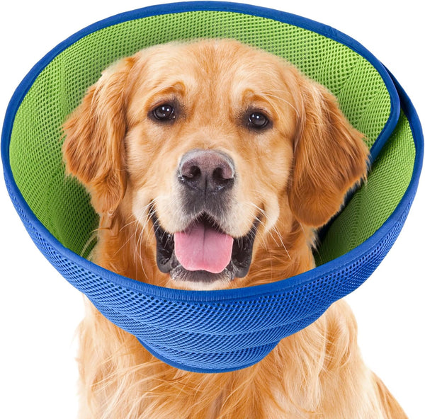Soft Dog Recovery Cone Collar For Large Medium Small Dogs And Cats Blue Green Dog Collars