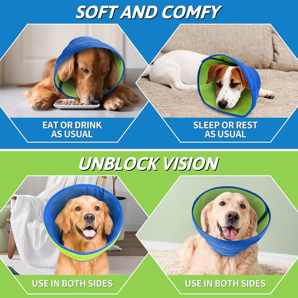 Soft Dog Recovery Cone Collar For Large Medium Small Dogs And Cats Blue Green Dog Collars