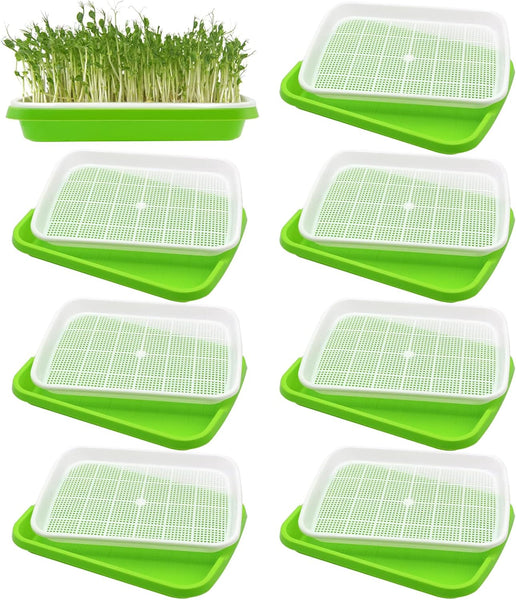 8 Pack Seed Sprouter Tray For Microgreens & Wheatgrass Bpa Free Hydroponic Growing Kits