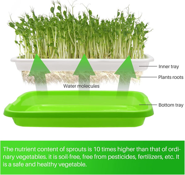 8 Pack Seed Sprouter Tray For Microgreens & Wheatgrass Bpa Free Hydroponic Growing Kits
