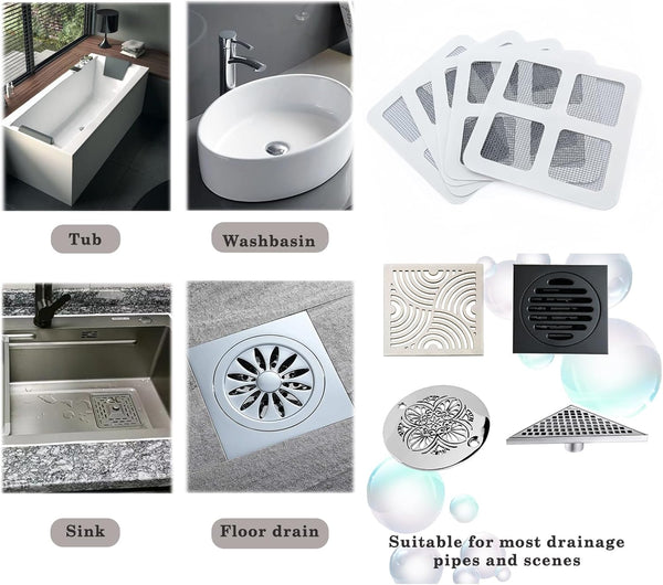 30Pcs 4X4 Inches Disposable Hair Drain Stickers For Shower Sink Tub Kitchen Drain Stoppers & Strainers