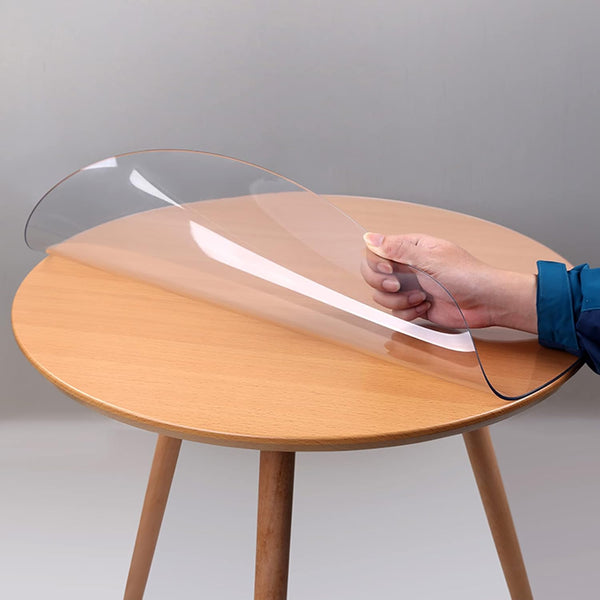 Indoor Outdoor Heavy Duty Premium Clear Transparent Round Fitted Pvc Tablecloth Waterproof Coverwipeableclear Plastic Protector (1.5Mmdia.20In/50Cm) T