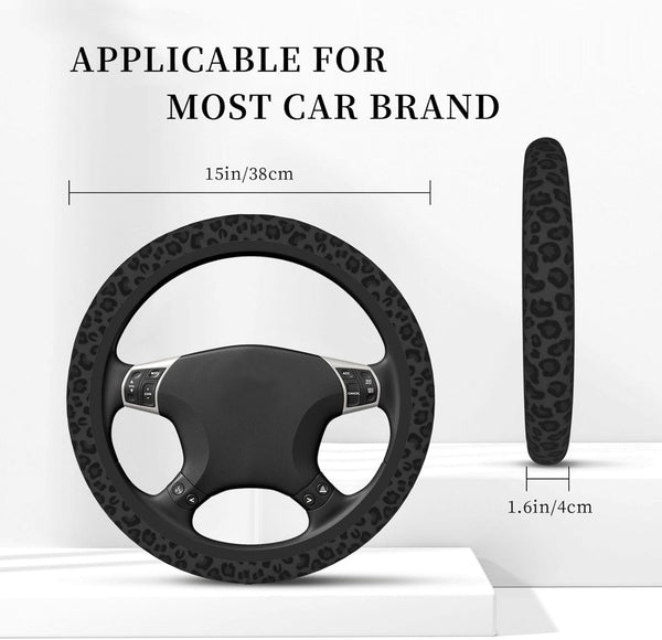 Leopard Print Steering Wheel Cover Universal 15" Non Slip Neoprene Steering Wheel Covers