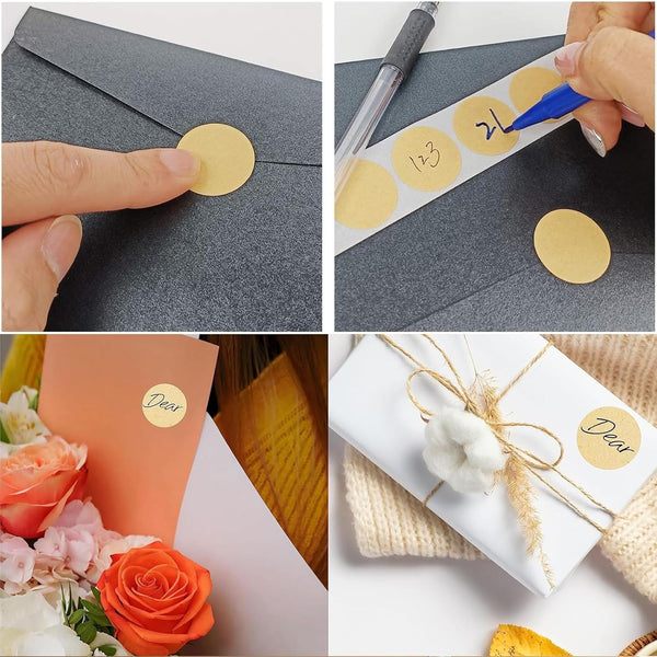 1000Pcs Kraft Circle Inch Round Blank Labels Garage Sale Price Tags Stickers