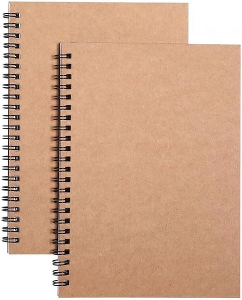 2 Pack Blank Spiral Wirebound Notepads 100 Pages 8.25 X 5.7 Inches Notebooks