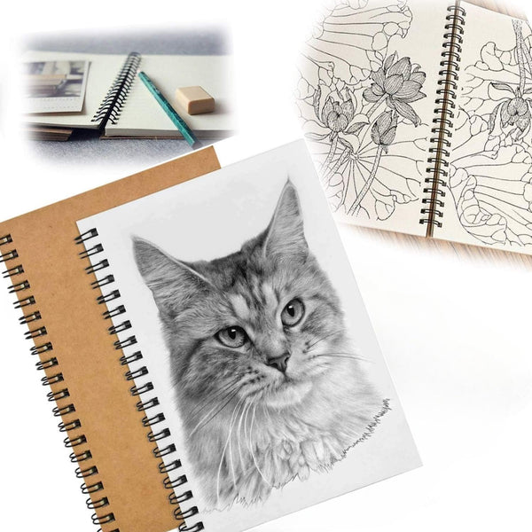 2 Pack Blank Spiral Wirebound Notepads 100 Pages 8.25 X 5.7 Inches Notebooks