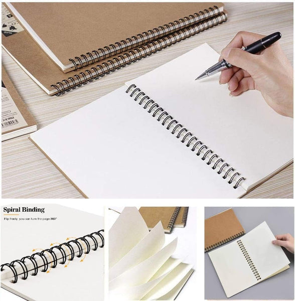 2 Pack Blank Spiral Wirebound Notepads 100 Pages 8.25 X 5.7 Inches Notebooks