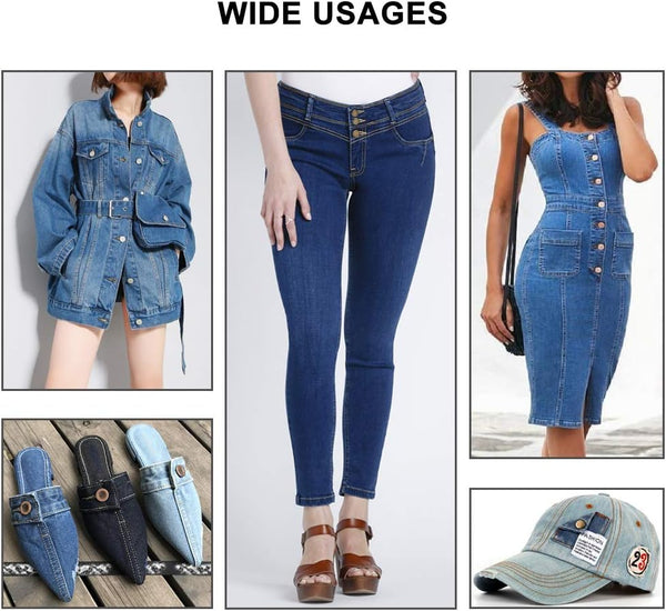 15 Sets Replacement Jeans Buttons 17Mm No Sew Nailess Removable Metal Repair Combo Thread Rivets And Screwdrivers Badge & Button Makers