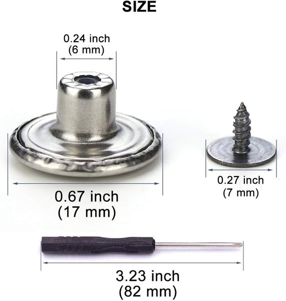 15 Sets Replacement Jeans Buttons 17Mm No Sew Nailess Removable Metal Repair Combo Thread Rivets And Screwdrivers Badge & Button Makers