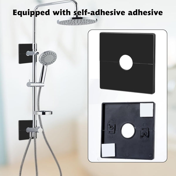 2 Pcs Plumbing Cover Plates Square Shower Arm Flange Escutcheon Wall Split Pipe For Fixed Head Faucet 1/2 Inch Pipes Black Shower Head Holders