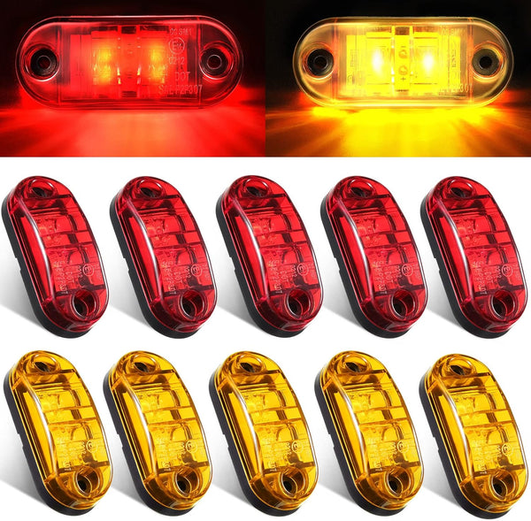 10Pcs 2.5 Inch Led Trailer Lights Diode Waterproof Side Marker Oval Signal Running For Truck Boat Rv Amber Red Led Car Lights