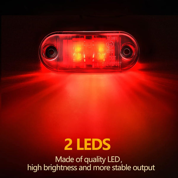 10Pcs 2.5 Inch Led Trailer Lights Diode Waterproof Side Marker Oval Signal Running For Truck Boat Rv Amber Red Led Car Lights