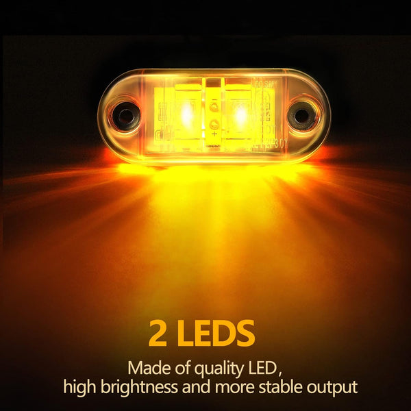 10Pcs 2.5 Inch Led Trailer Lights Diode Waterproof Side Marker Oval Signal Running For Truck Boat Rv Amber Red Led Car Lights