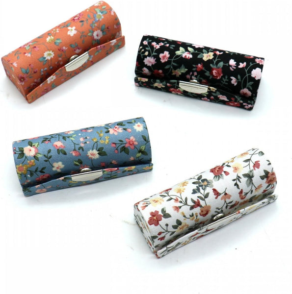 4 Pcs Floral Lipstick Case Holder With Mirror Cosmetic Travel Organizer Bag Makeup Bags & Cases