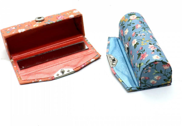 4 Pcs Floral Lipstick Case Holder With Mirror Cosmetic Travel Organizer Bag Makeup Bags & Cases