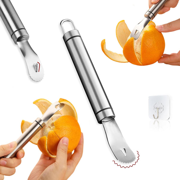 Stainless Steel Orange Peeler With Handle Easy Citrus Tool Peelers & Slicers