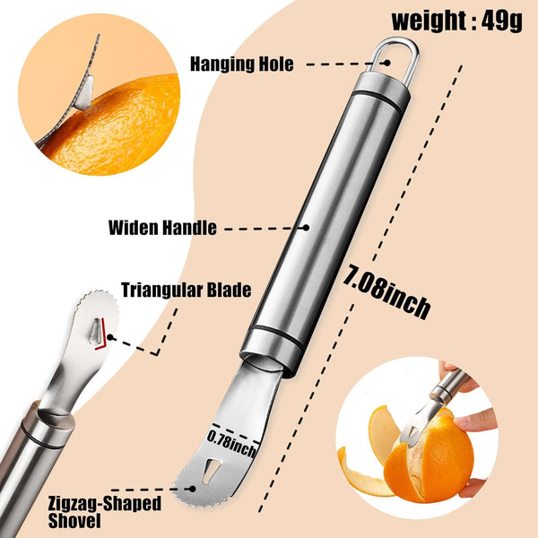 Stainless Steel Orange Peeler With Handle Easy Citrus Tool Peelers & Slicers