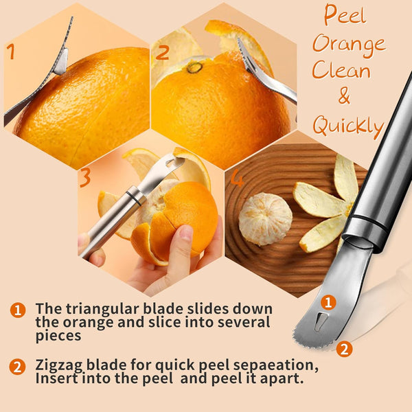 Stainless Steel Orange Peeler With Handle Easy Citrus Tool Peelers & Slicers
