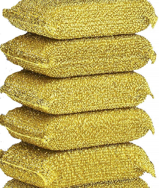 6 Non Scratch Scrub Sponges Heavy Duty Kitchen Cleaning Pads Gold Sponges & Scourers