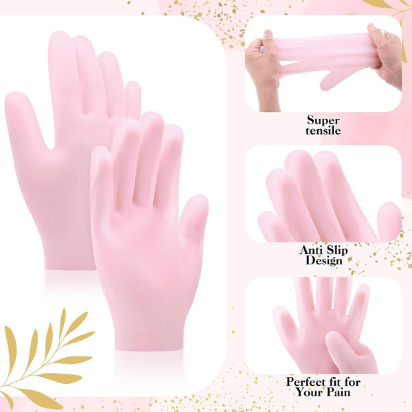 2 Pairs Silicone Gloves For Dry Cracked Moisturizing Women Hand Care Spa Gel After Pedicure Pink And White Gloves & Mittens