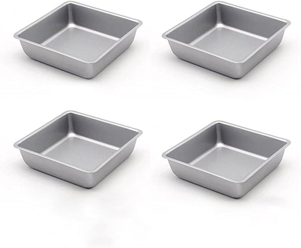 Flunyina 4 Inches Non Stick Square Cake Pans Set Of Carbon Steel Molds For Home Daily Housewarming Wedding Birthday Party Brownie Making Muffin Pans &