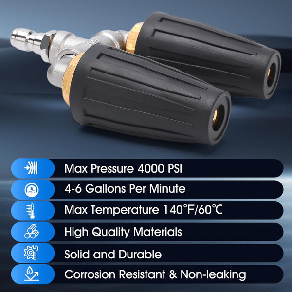 Dual Turbo Nozzle For Pressure Washers 4000 Psi Max 2.5 Orifice Pressure Washer Accessories