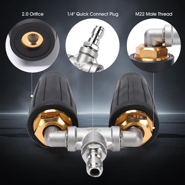 Dual Turbo Nozzle For Pressure Washers 4000 Psi Max 2.5 Orifice Pressure Washer Accessories