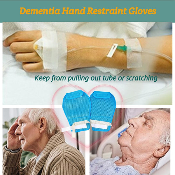 Dementia Restraint Gloves 2 Pcs Adult No Scratch Mitts For Elderly Hand Safety Protective Gloves & Mittens