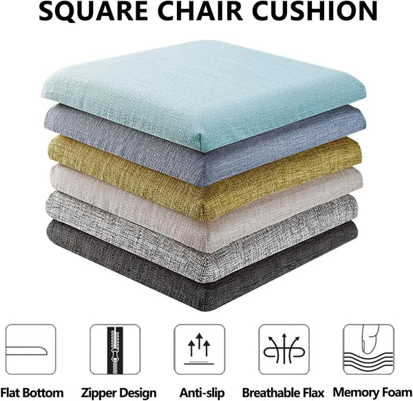 Chair Cushions Memory Foam Kitchen Pads 11 Inch Anti Slip Square Seat For Dining With Removable Non Skid Coverbrown2 Pack Patio Furniture Cushions & P