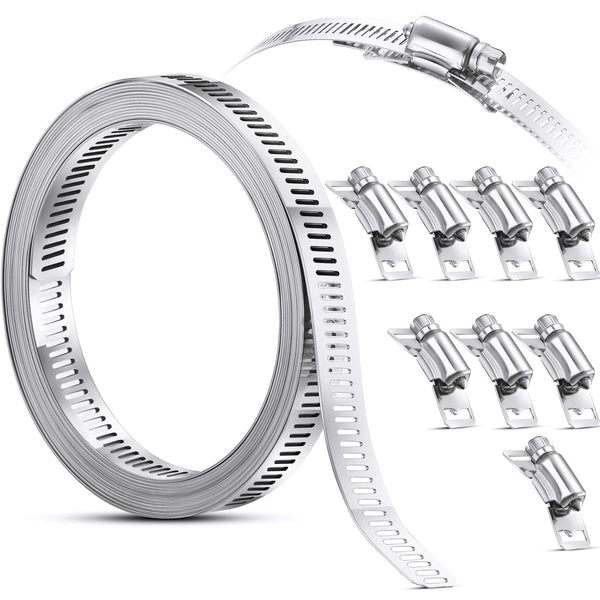 Hoses Clamps Worm Stainless Steel Large Drive Adjustable Pipe For Intercooler Plumbing Tube And Fuel Line (9 Pieces11.5 Feet) Clamps & Vices