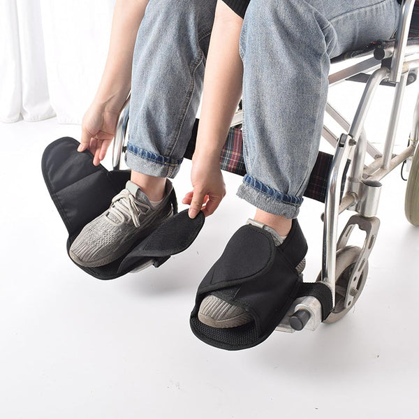 2Pcs Wheelchair Shoe Holders Oxford Anti Fall Restraint Shoes Support With Fixed Straps For Elderly Patient Recovery Shoe Bags