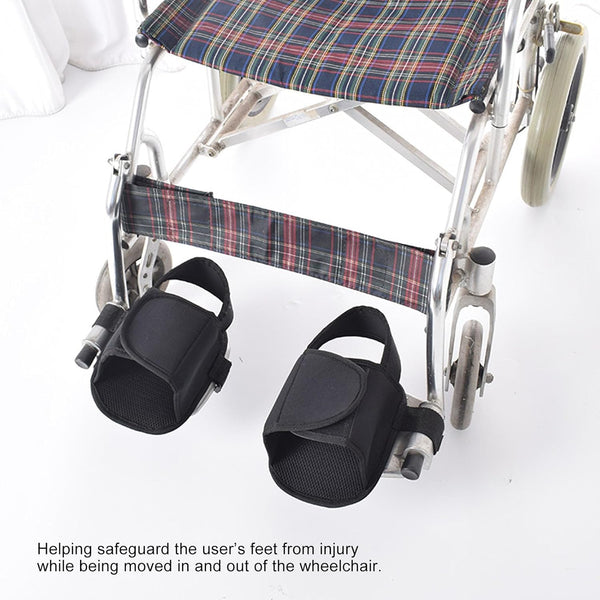 2Pcs Wheelchair Shoe Holders Oxford Anti Fall Restraint Shoes Support With Fixed Straps For Elderly Patient Recovery Shoe Bags
