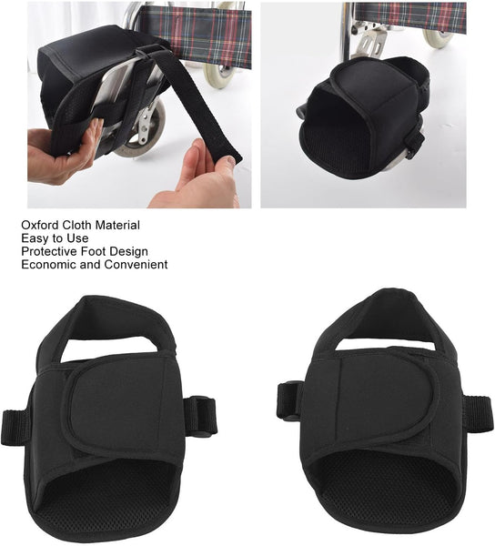 2Pcs Wheelchair Shoe Holders Oxford Anti Fall Restraint Shoes Support With Fixed Straps For Elderly Patient Recovery Shoe Bags