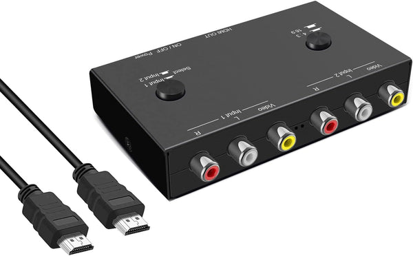 2Port Av To Hdmi Converter Will Input Analog Aignals Digital Output Signal Built 16:9/4:3 Adjustment Perfect For Old Video Game Systemspswiixboxdvdvhs