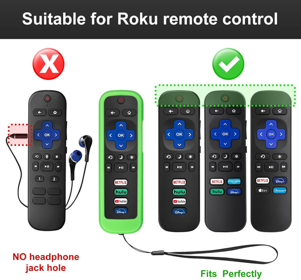 (Pack Of 2) Remote Cover Case For Roku Tv Control/Silicone Protective Sleeve Skin Glow In The Dark (Green/Blue) Remote Controls