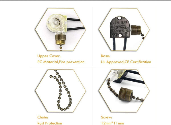 Ceiling Fan Light Switch Zing Ear Pull Chain Ze 109 On Off Speed With Compatible Fans Lamps And Wall Lights.(Bronze) Limit & Snap Action Switches