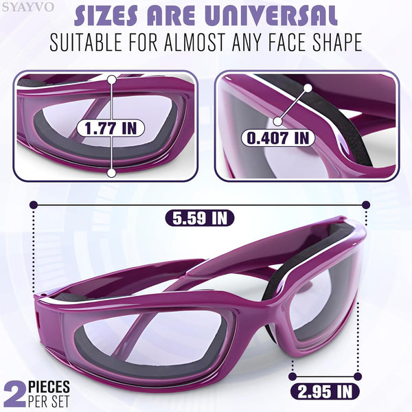 Onion Cutting Goggles Safety Glasses For Women 2Pcs Dust Adult Airsoft Eye Protection Kitchen Accessories Purple Onions Safety Glasses & Goggles