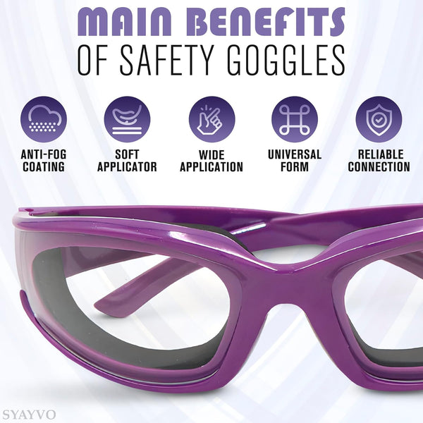 Onion Cutting Goggles Safety Glasses For Women 2Pcs Dust Adult Airsoft Eye Protection Kitchen Accessories Purple Onions Safety Glasses & Goggles