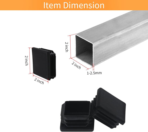 2 Inch 2X2 Square Tube End Cap Plastic Plugs 12 Pack Tubing Caps Fence Post Pipe Cover Insert Chair Glide Finishing Black Furniture Parts