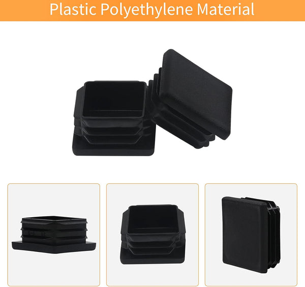 2 Inch 2X2 Square Tube End Cap Plastic Plugs 12 Pack Tubing Caps Fence Post Pipe Cover Insert Chair Glide Finishing Black Furniture Parts