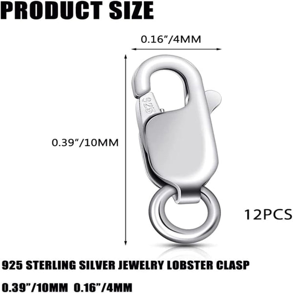 925 Sterling Silver Lobster Claw Clasps 12Pcs With Jump Rings Jewellery Making Other Tools