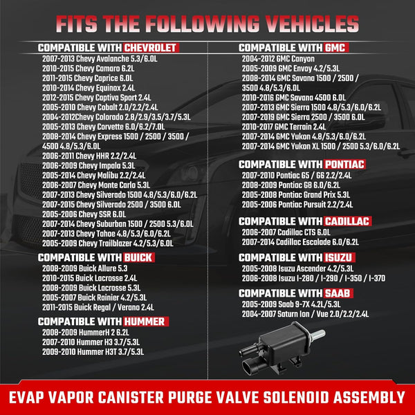 214 1680 Vapor Canister Purge Solenoid Valve Compatible With Buick Chevy Cadillac Pontiac Gmc Saturn Replace 911 032 12597341 12597567 12570469 125813