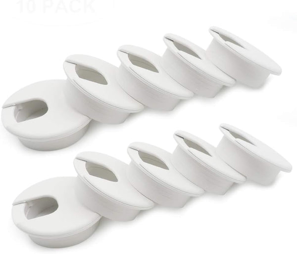 2" Desk Grommet(10 Pack) Wire Cable Hole Cover Plastic Organizers For Office Pc Computer Cord Management (White) Cable Ties & Organisers