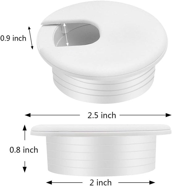 2" Desk Grommet(10 Pack) Wire Cable Hole Cover Plastic Organizers For Office Pc Computer Cord Management (White) Cable Ties & Organisers