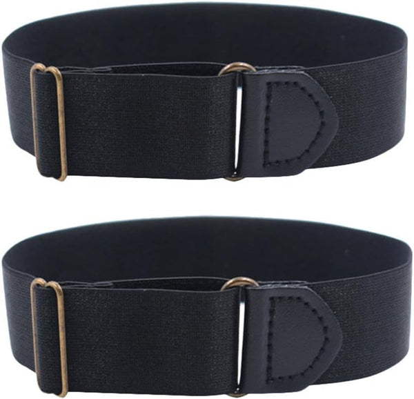 2Pcs Sleeve Garters Non Slip Shirt Holders Armband For Women Men (Black) Armbands