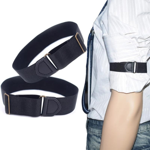2Pcs Sleeve Garters Non Slip Shirt Holders Armband For Women Men (Black) Armbands
