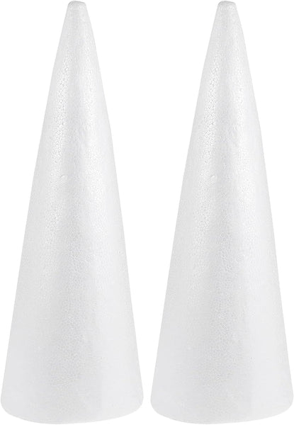 2Pcs Foam Cones Christmas Tree For Diy Modeling Craft Floral Arranging Supplies (38X13.5Cm) Seasonal Decorations