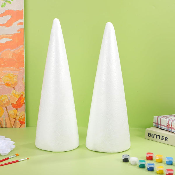 2Pcs Foam Cones Christmas Tree For Diy Modeling Craft Floral Arranging Supplies (38X13.5Cm) Seasonal Decorations