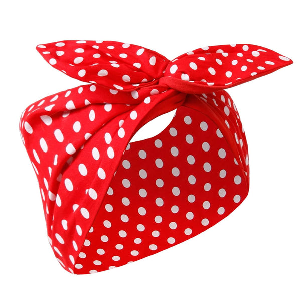 Red And White Polka Dot Bandana Headband Vintage Wire Hairband With Bow Wide Headbands Retro 50S Accessories For Women Girls Scarves & Wraps